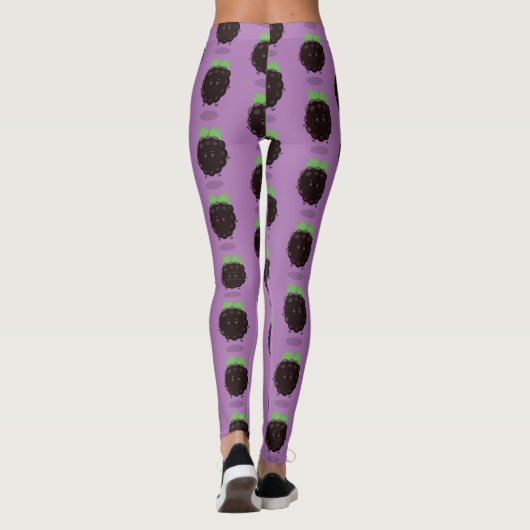 Leggings Caricature mignonne de mûre mauve de mûre mûre mau (Dos)