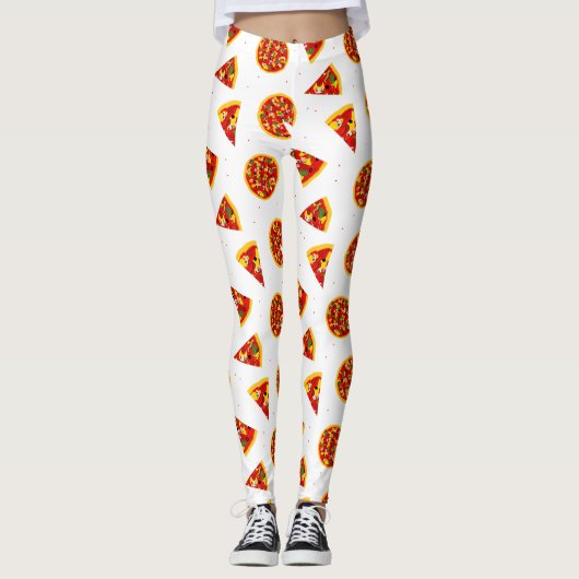 Leggings Caricature Motif de pizza (Devant)