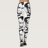 Leggings Caricature noire et blanche d'Abraham Lincoln (Dos)