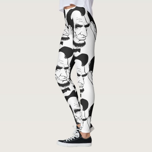 Leggings Caricature noire et blanche d'Abraham Lincoln (Gauche)