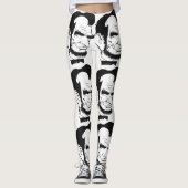 Leggings Caricature noire et blanche d'Abraham Lincoln (Devant)