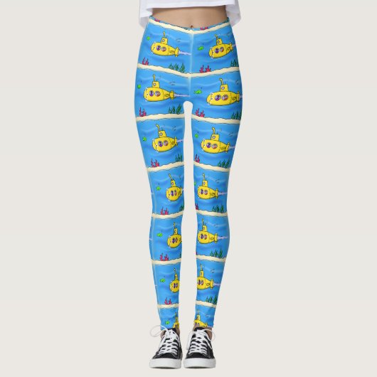 Leggings Caricature sous-marine joyeuse (Devant)