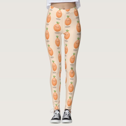 Leggings Caricature vert oignon brun joli (Devant)