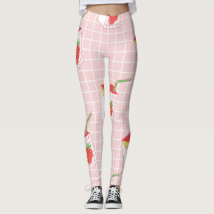 Leggings Caricatures de Lait de fraise : Motif