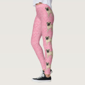 Leggings Carlin Fun Chien Cartoon Mops Love Heart Motif ros (Gauche)