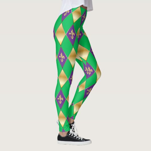 Leggings Carnaval de Mardi Gras Fleur de Lis Diamond Harleq (Droite)