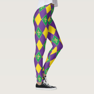 Leggings Carnaval de Mardi Gras Fleur de Lis Diamond Harleq
