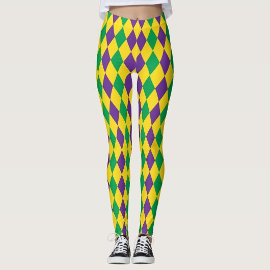 Leggings Carnaval Mardis Gras Harlequin Diamonds (Devant)
