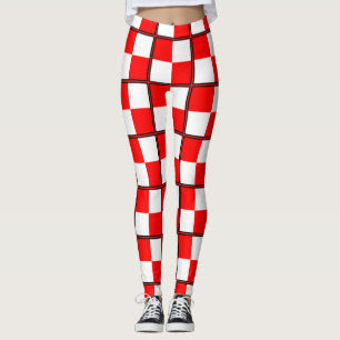 Leggings Carré à damiers blanc rouge uniforme