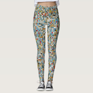 Leggings Carré Mosaïque Motif de carreaux multicolores (Pho