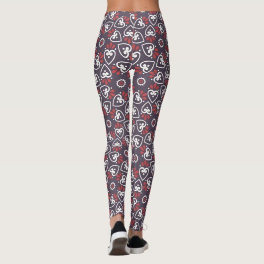 Leggings Carreau à motif de cœurs folk Boho (Dos)