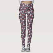 Leggings Carreau à motif de cœurs folk Boho (Devant)