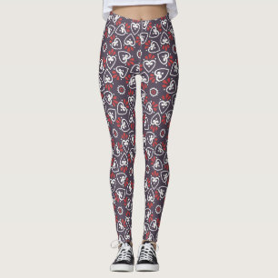 Leggings Carreau à motif de cœurs folk Boho