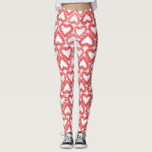 Leggings Carreau de cœur ornemental rouge complexe (Devant)