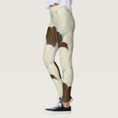 Leggings Carreau de feuillage bleu de style japonais (Gauche)