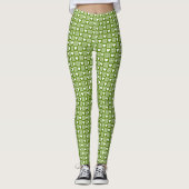 Leggings Carreaux à patchwork en gingham vert avocat (Devant)