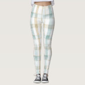 Leggings Carreaux Bleu Crème Blanc (Devant)