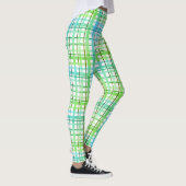 Leggings Carreaux bleu néon vert (Droite)