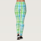 Leggings Carreaux bleu néon vert (Dos)