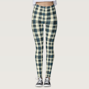 Leggings Carreaux Bleus et Blancs Classiques