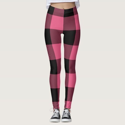 Leggings Carreaux Buffalo Rose et Noir (Devant)