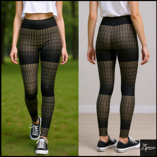 Leggings carreaux chic noir et marron - Cyber Plaid
