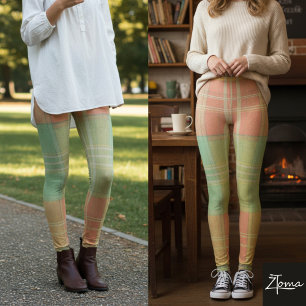 Leggings Carreaux Corail & Sauge