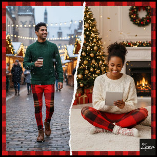 Leggings Carreaux de flanelle Tartan Rouge Noir Buffalo
