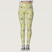 Leggings Carreaux de fleurs en vert (Devant)