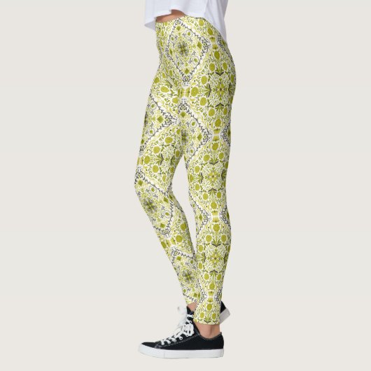 Leggings Carreaux de fleurs en vert (Gauche)