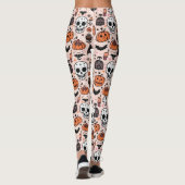 Leggings Carreaux de thème Halloween rose éffrayant (Dos)