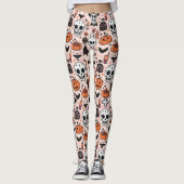 Leggings Carreaux de thème Halloween rose éffrayant (Devant)