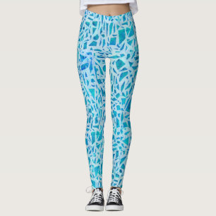 Leggings Carreaux de verre mosaïque turquoise bleu moderne