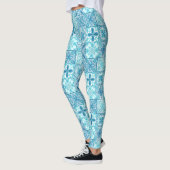 Leggings Carreaux décorés en bleu et blanc (Gauche)