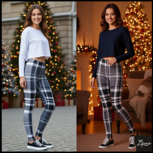 Leggings Carreaux écossais monochromes gris noir blanc