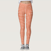 Leggings Carreaux Gingham Orange et Blanc (Devant)