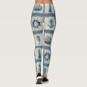 Leggings Carreaux marins | Blue Lighthouse Ancre Ship Wheel (Dos)