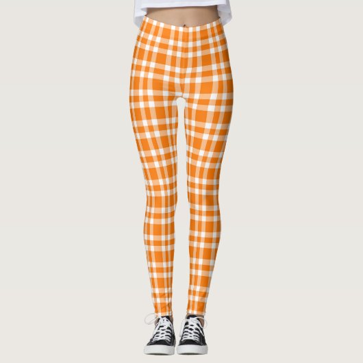 Leggings Carreaux orange et blanc (Devant)