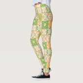 Leggings Carreaux ornés en vert et jaune (Gauche)