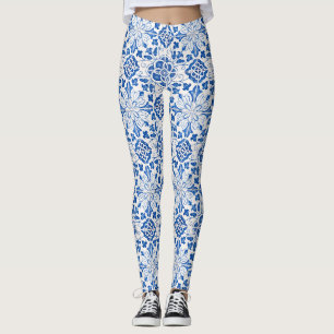 Leggings Carreaux portugais Azulejo Motif Yoga Pants Bleu