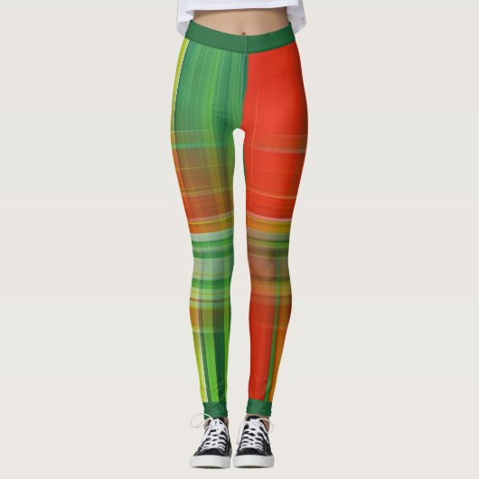 Leggings Carreaux Rouges et Verts (Devant)