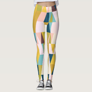 Leggings Carreaux triangles colorés, arrière - plan vintage