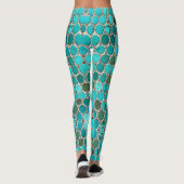 Leggings Carreaux turquoise mosaïque ovale (Dos)
