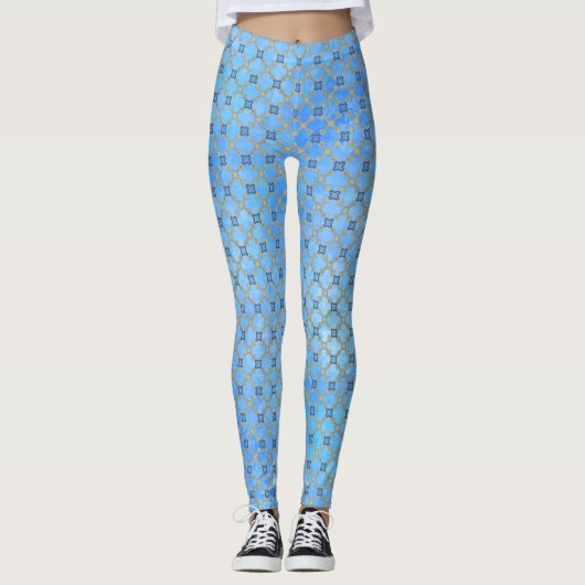 Leggings Carrelage bleu turquoise (Devant)