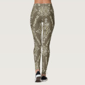 Leggings Carrelage Boho Tirée À Main Ethnique (Dos)