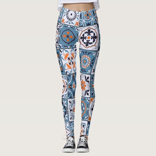 Leggings Carrelage marocain : Vintage Élégance sans Seamles (Devant)