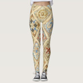Leggings Carrelage médiéval en céramique Couronnes Fleur De (Devant)