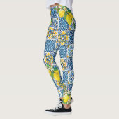 Leggings Carrelage méditerranéen clair Sicilien Citrus Lemo (Gauche)