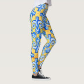 Leggings Carrelage méditerranéen jaune et bleu (Droite)