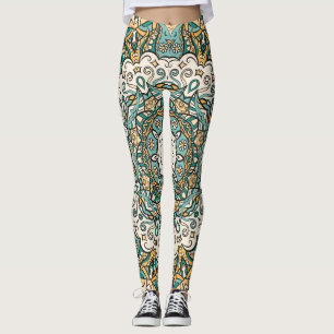 Leggings Carrelage Mehndi coloré Tracery sans couture
